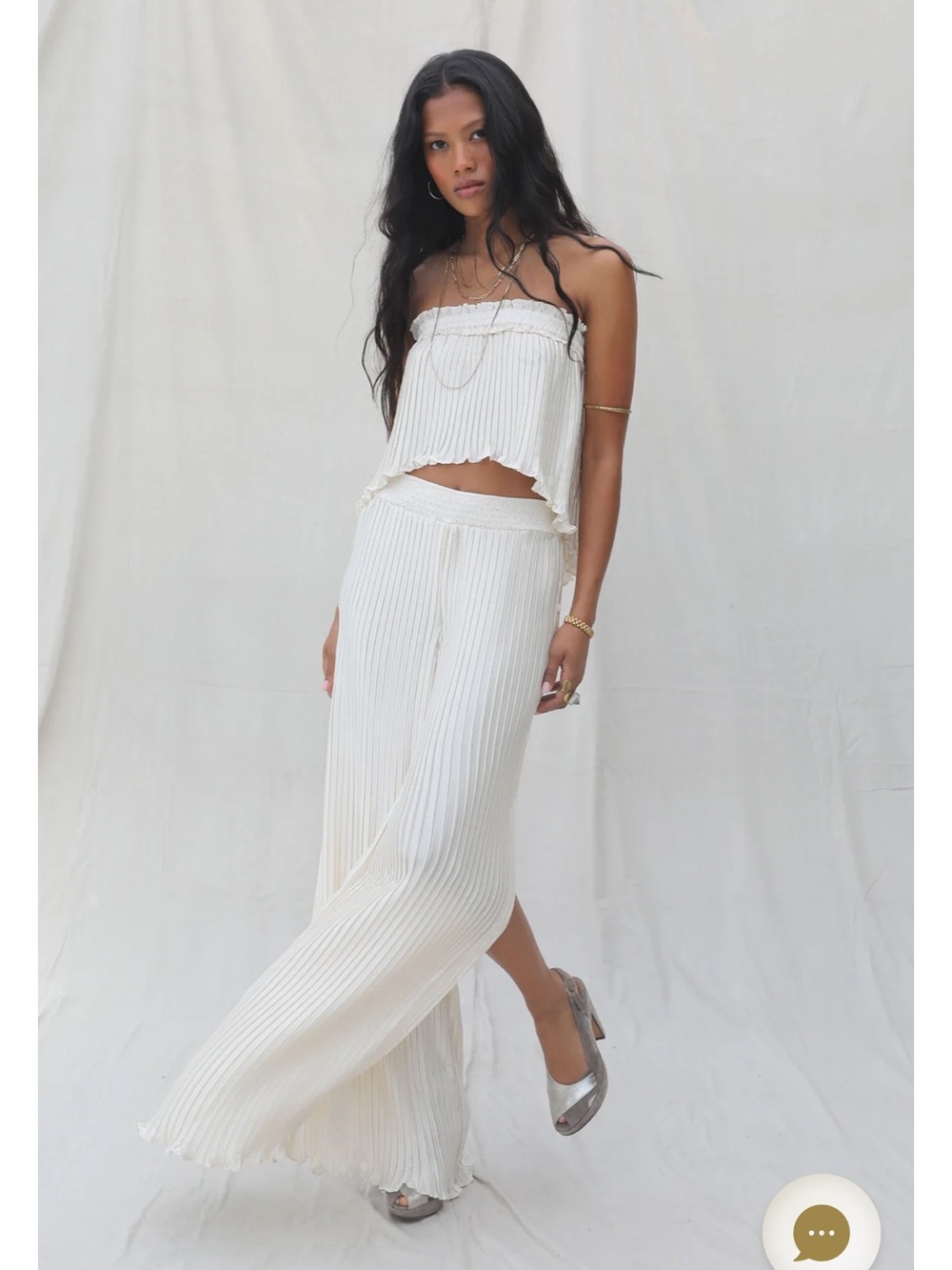 Jen's Pirate Booty Cream Dreaming Flare Wide Leg Pants in Bone, M